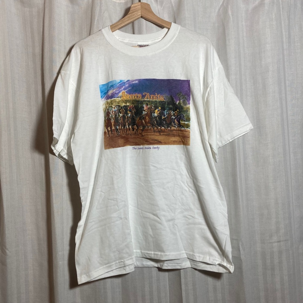 Gildan Santa Anita Derby 2006 Horse Race T-Shirt White Mens Large‎ Horse Racing
